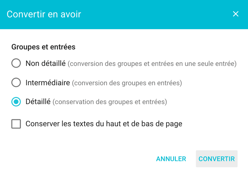 Convertir une facture en avoir ou note de crédit