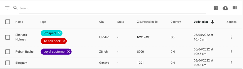 Managing tags from the contacts page