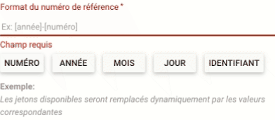 Edition du numéro de référence