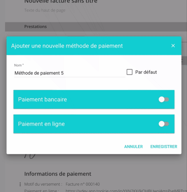 Activation paiement par carte bancaire
