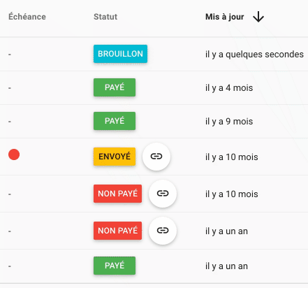 Modifier le statut d'une facture ou d'un devis